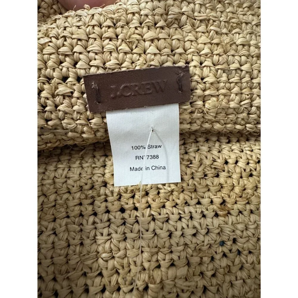 J Crew Straw market tote with turquoise stones bucket bag NWT J.Crew